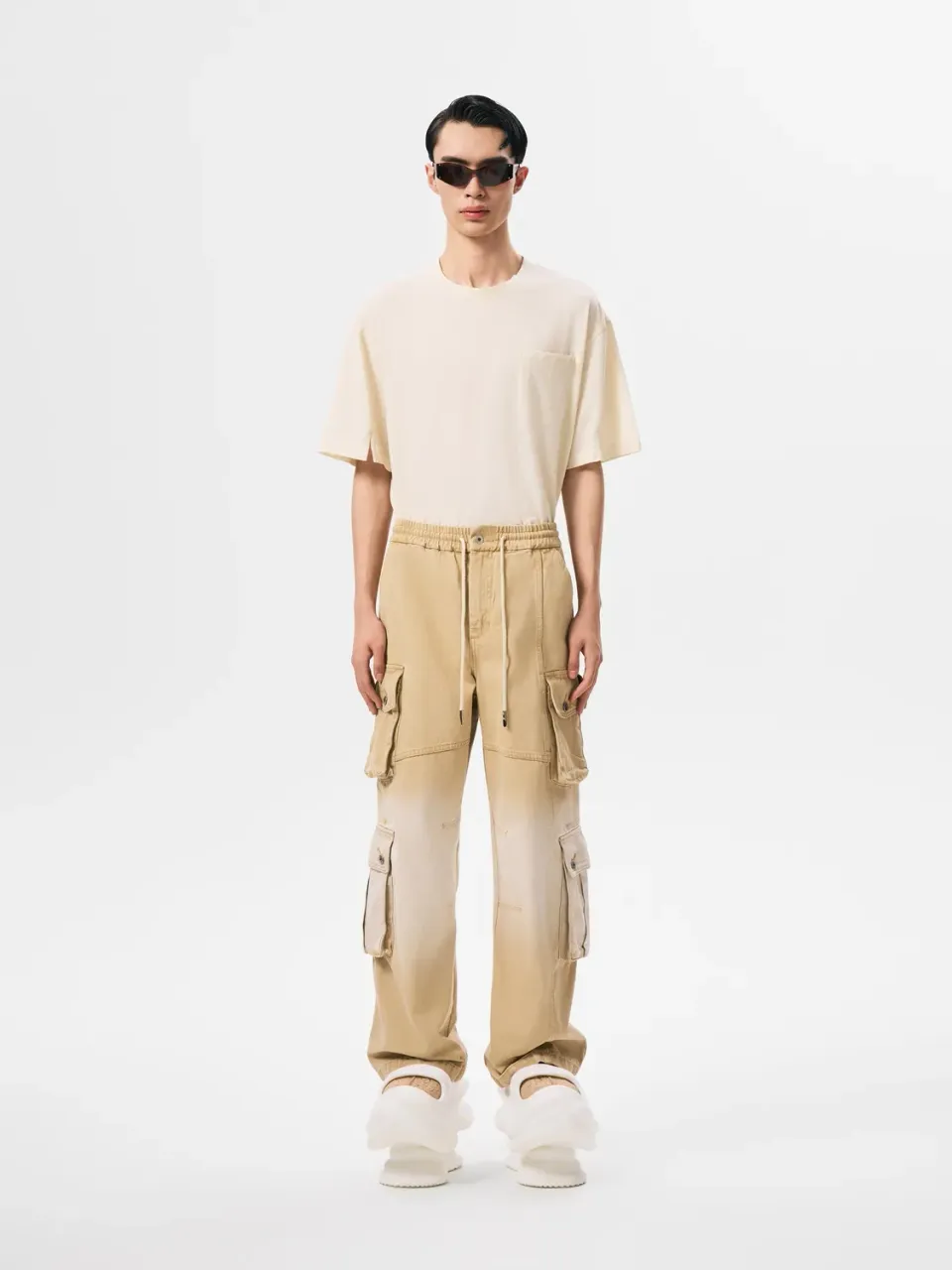 Feng Chen Wang Gradient Denim cargo bukser håndfarvet