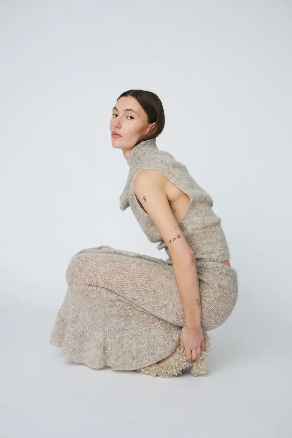 DAWNXDARE Maggie Dress strikskørt 110 cement mohair