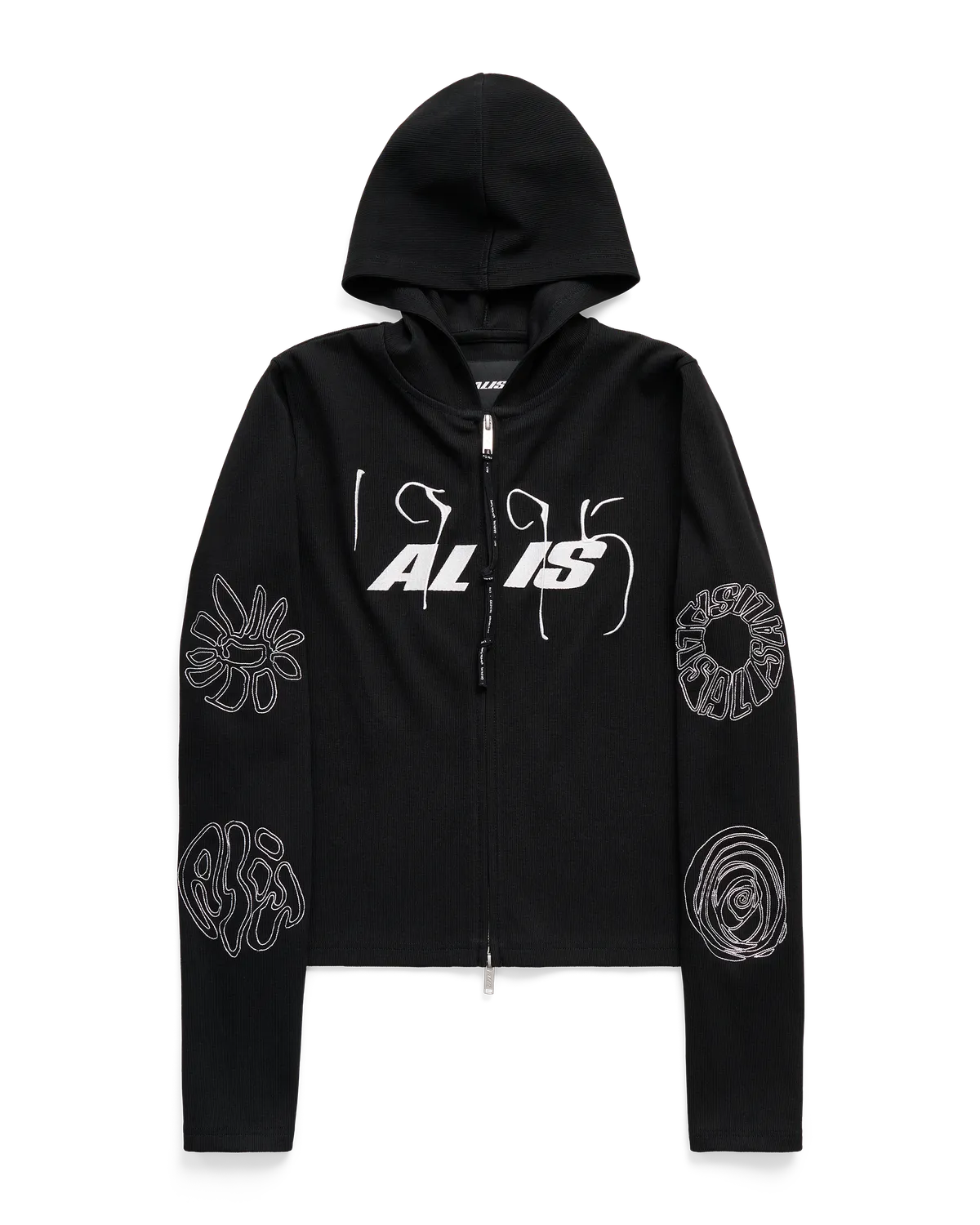 Alis Nortey hoodie sort lynlås ribbet cropped