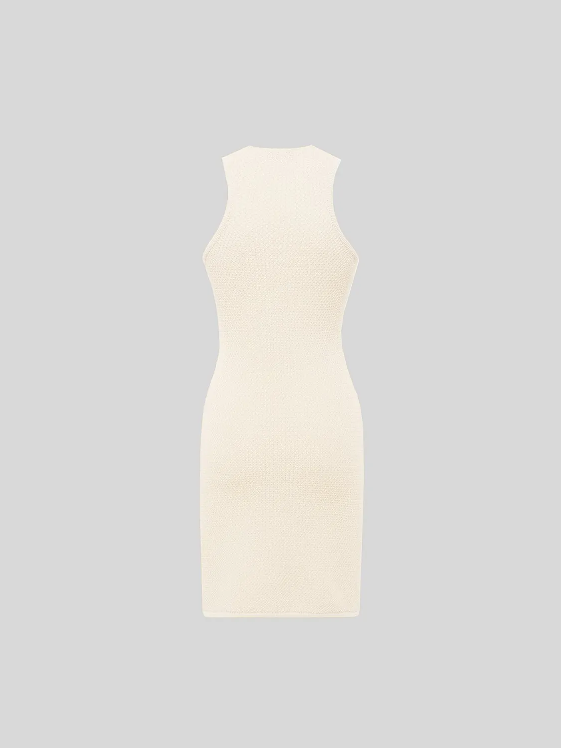 Laneus Knit Mini strikkjole creme bomuld slim