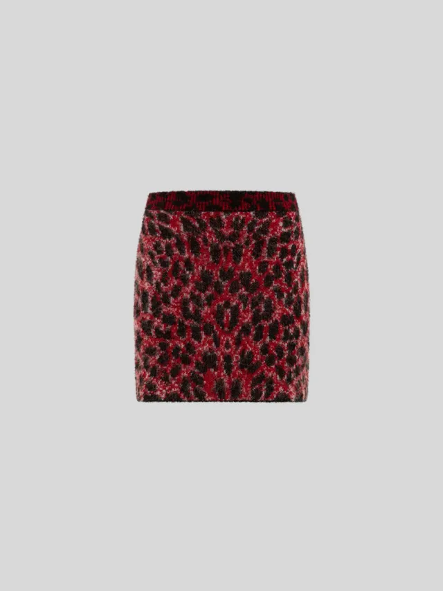 Laneus leopard strik nederdel rød alpaka