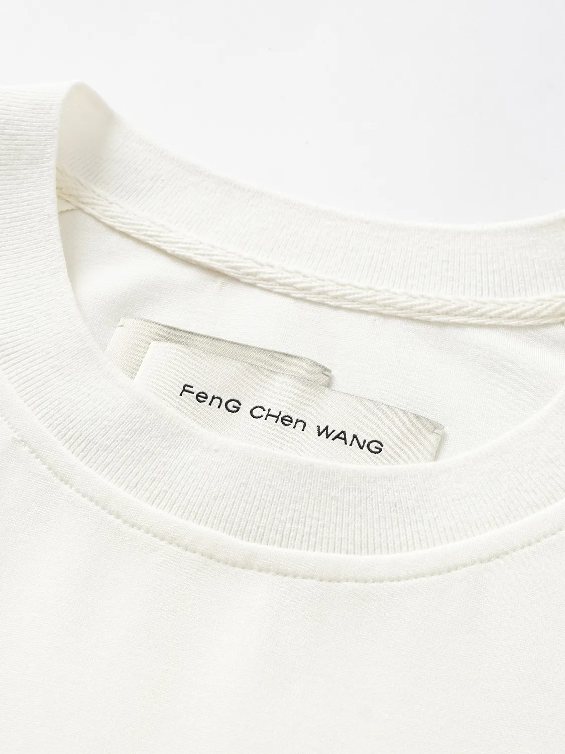 Feng Chen Wang Striped Patchwork t-shirt hvid bomuld