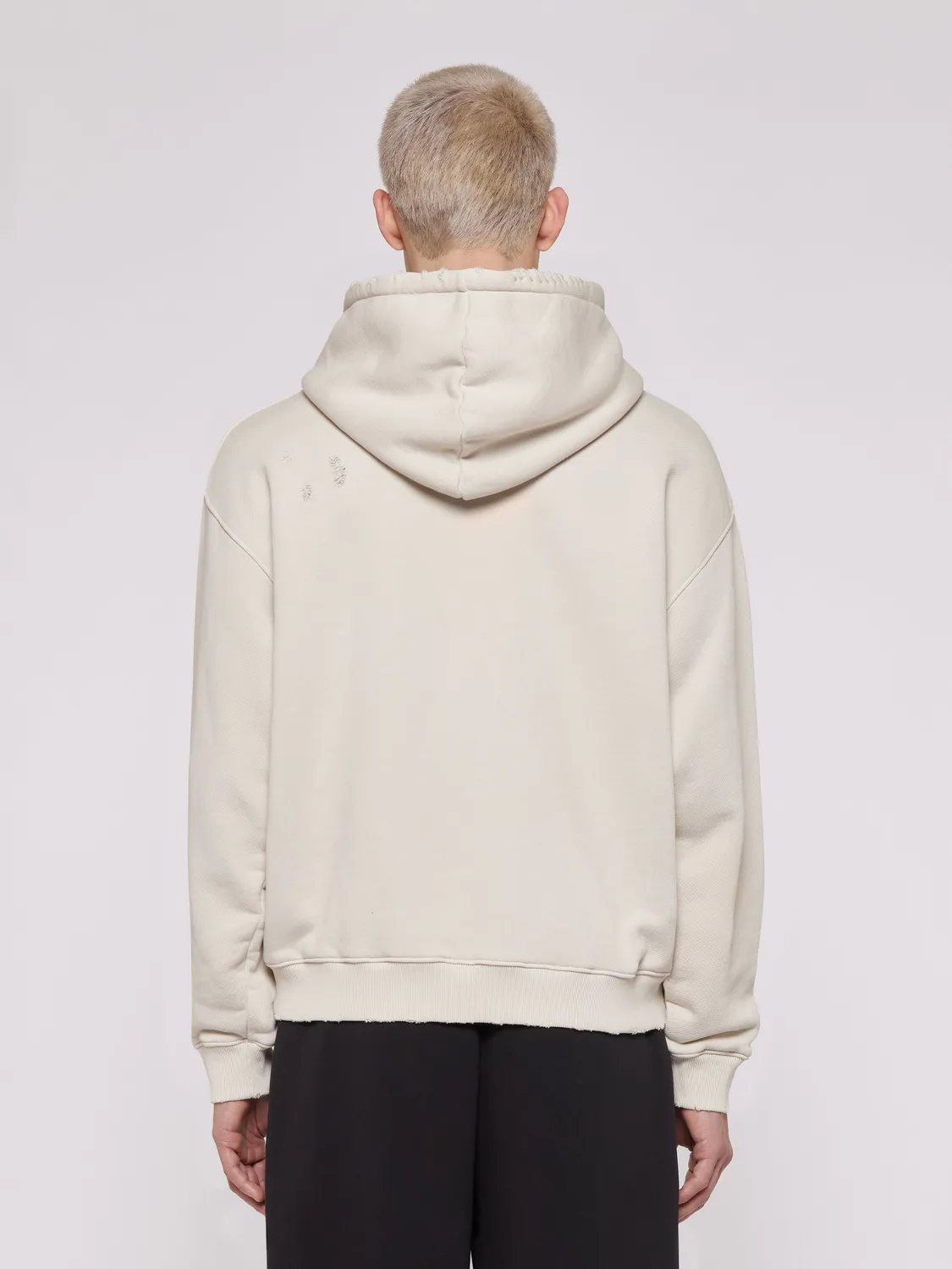 Laneus hoodie cream destroyed bomuld