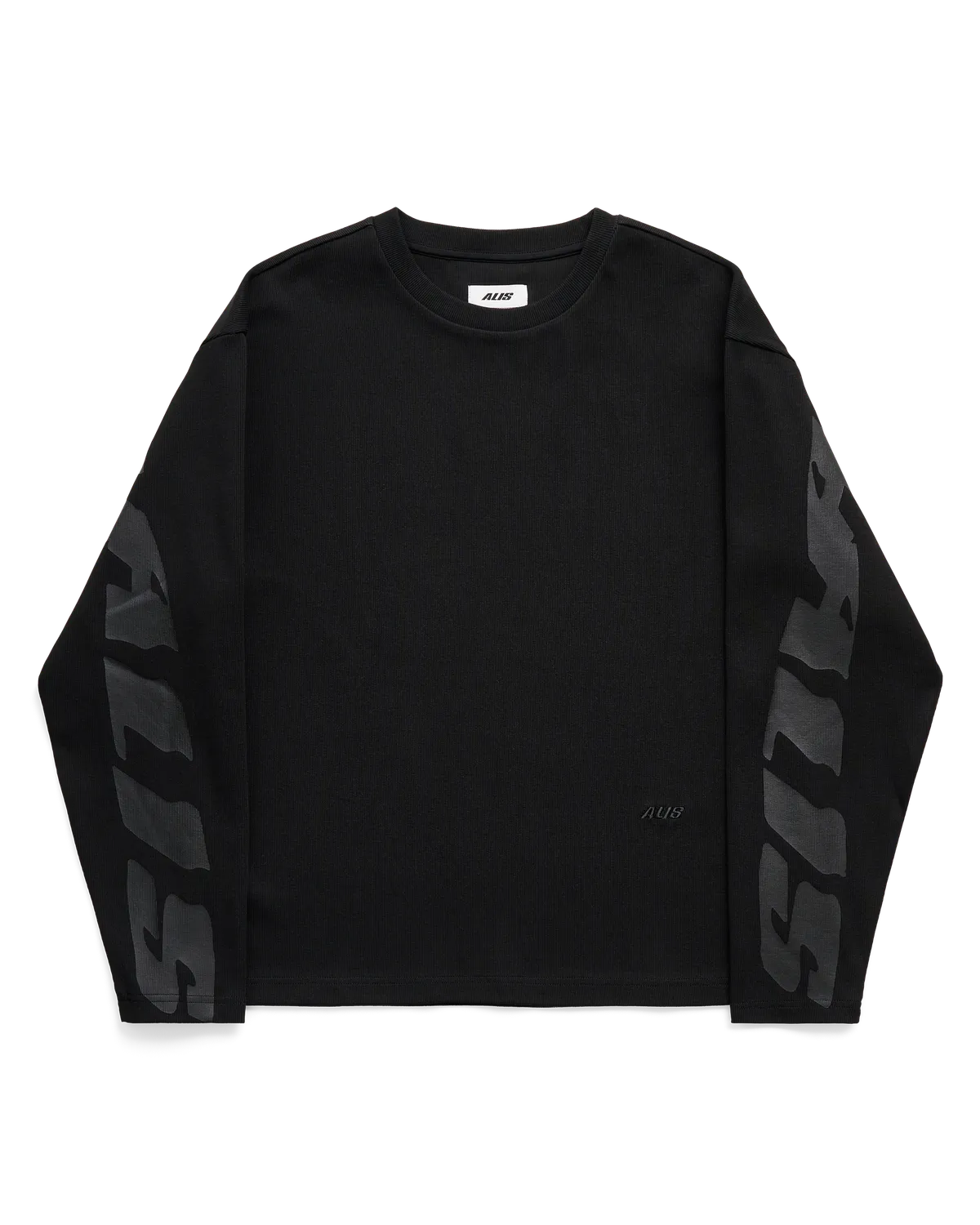 Alis Joshua Long Sleeve In Rib W/ Back Print trøje sort ribbet