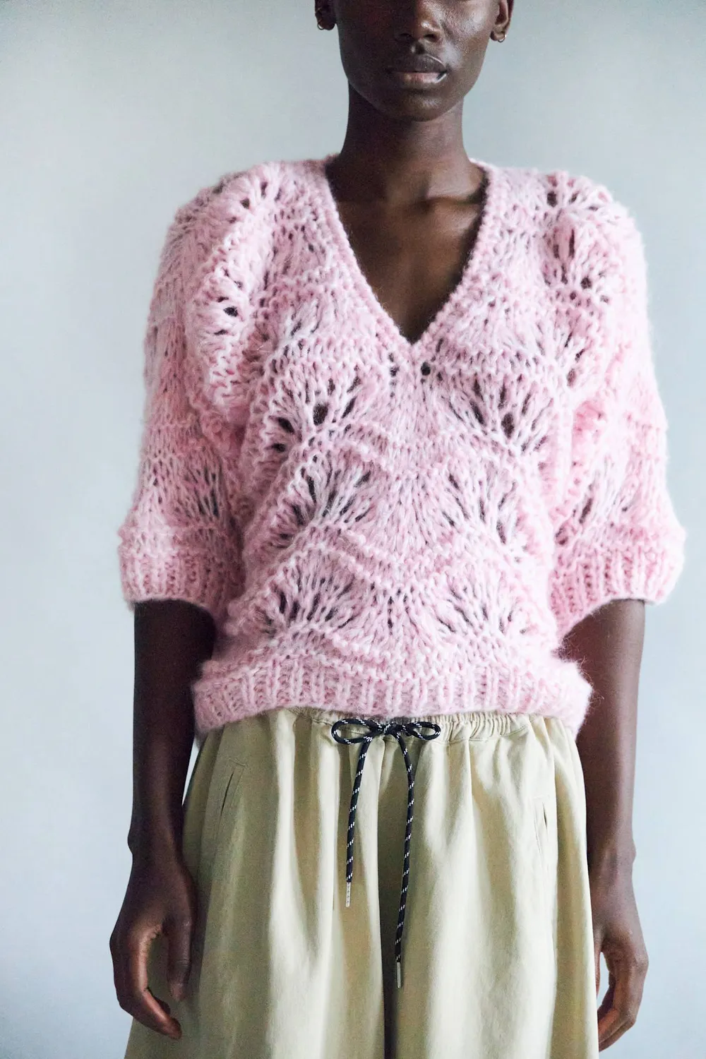 DAWNXDARE Elsa strikbluse 219 Super Pink mohair