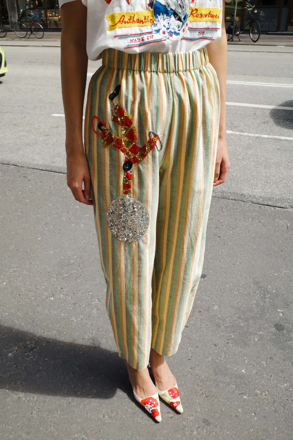Caro Editions Coco Pants bukser striped clown silke