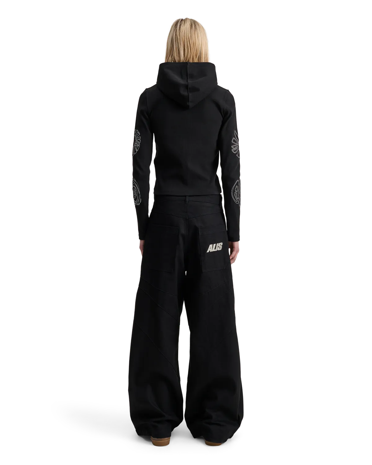 Alis Danie barrel jeans solid black bomuld