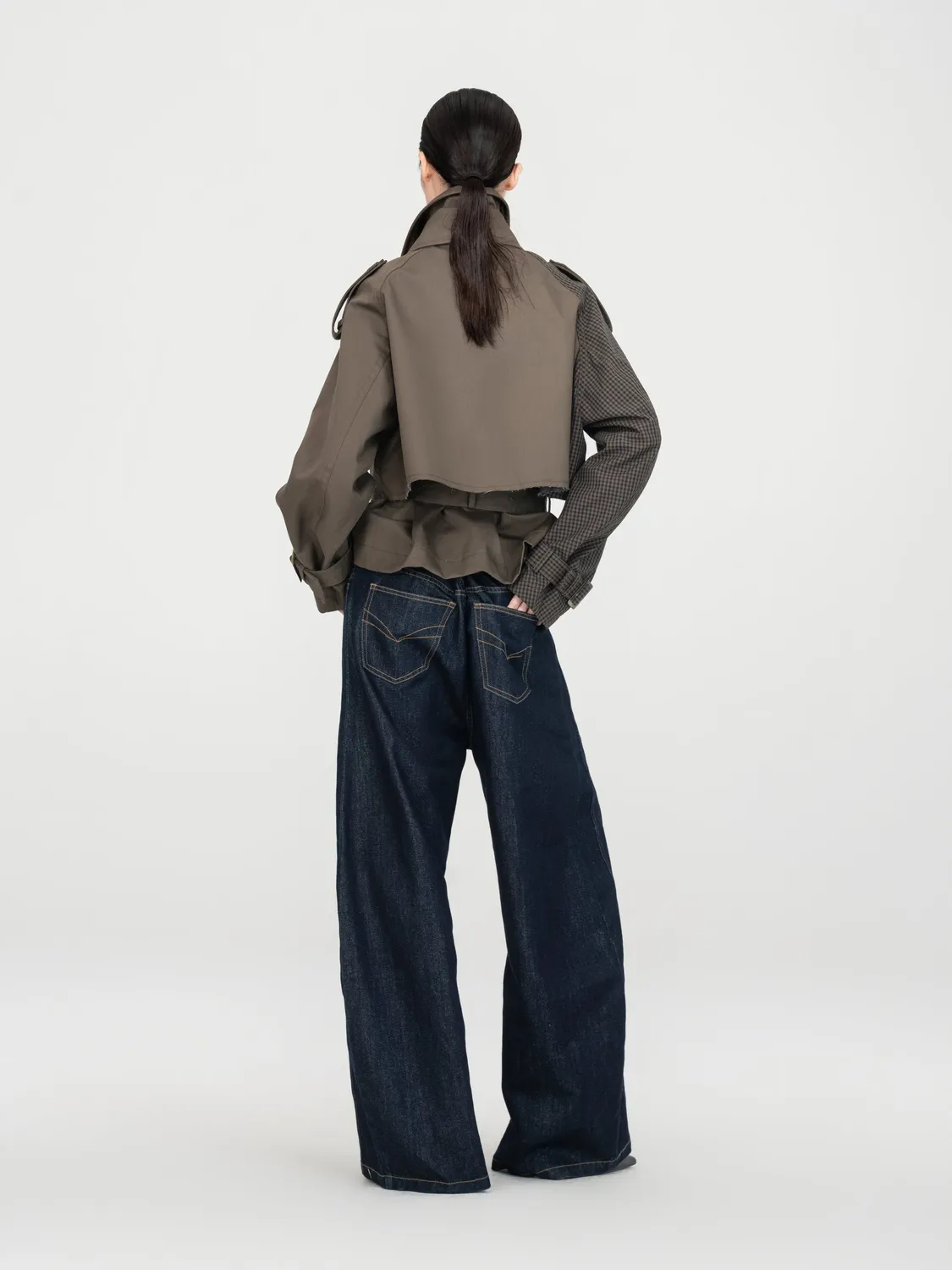 Feng Chen Wang Navy Glitter Denim Pants jeans navy