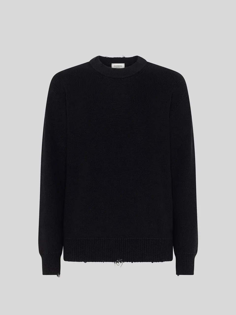 Laneus Crew Neck Sweater With Used Effect trøje sort