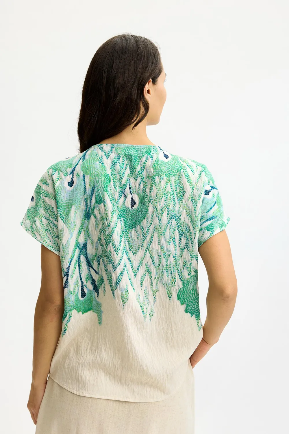 IN FRONT Monique bluse korte ærmer print