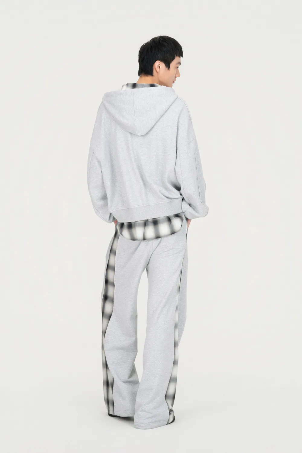 Feng Chen Wang 2-in-1 Zip Hoodie hættetrøje grå ternet