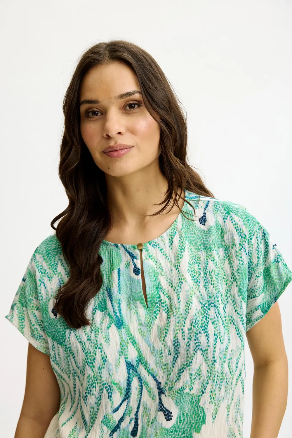 IN FRONT Monique bluse korte ærmer print
