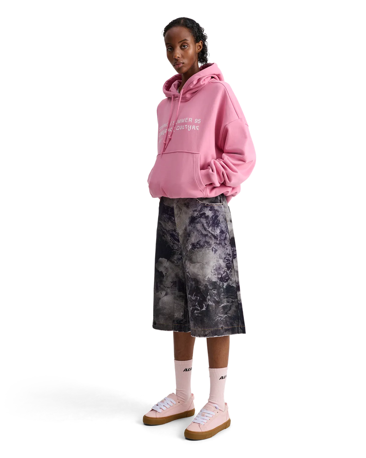 Alis Malto cropped hoodie lyserød bomuld