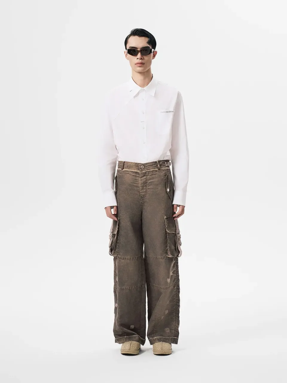Feng Chen Wang Sandwashed cargobukser rødbrun