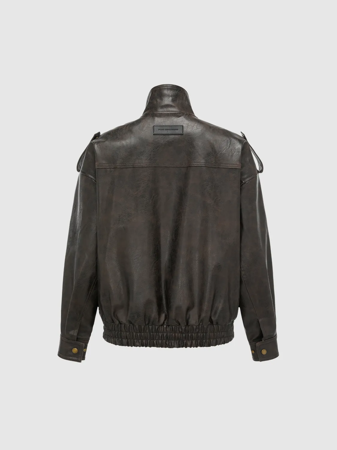 Feng Chen Wang Brown Vintage Biker Jacket bikerjakke brun