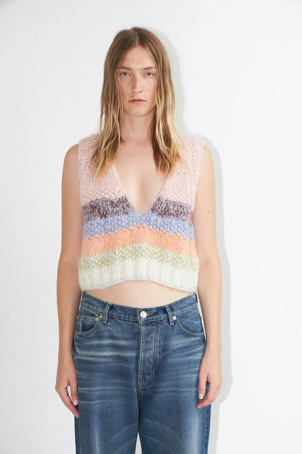 DAWNXDARE GINNY strikvest 820 Pastel Rainbow cropped