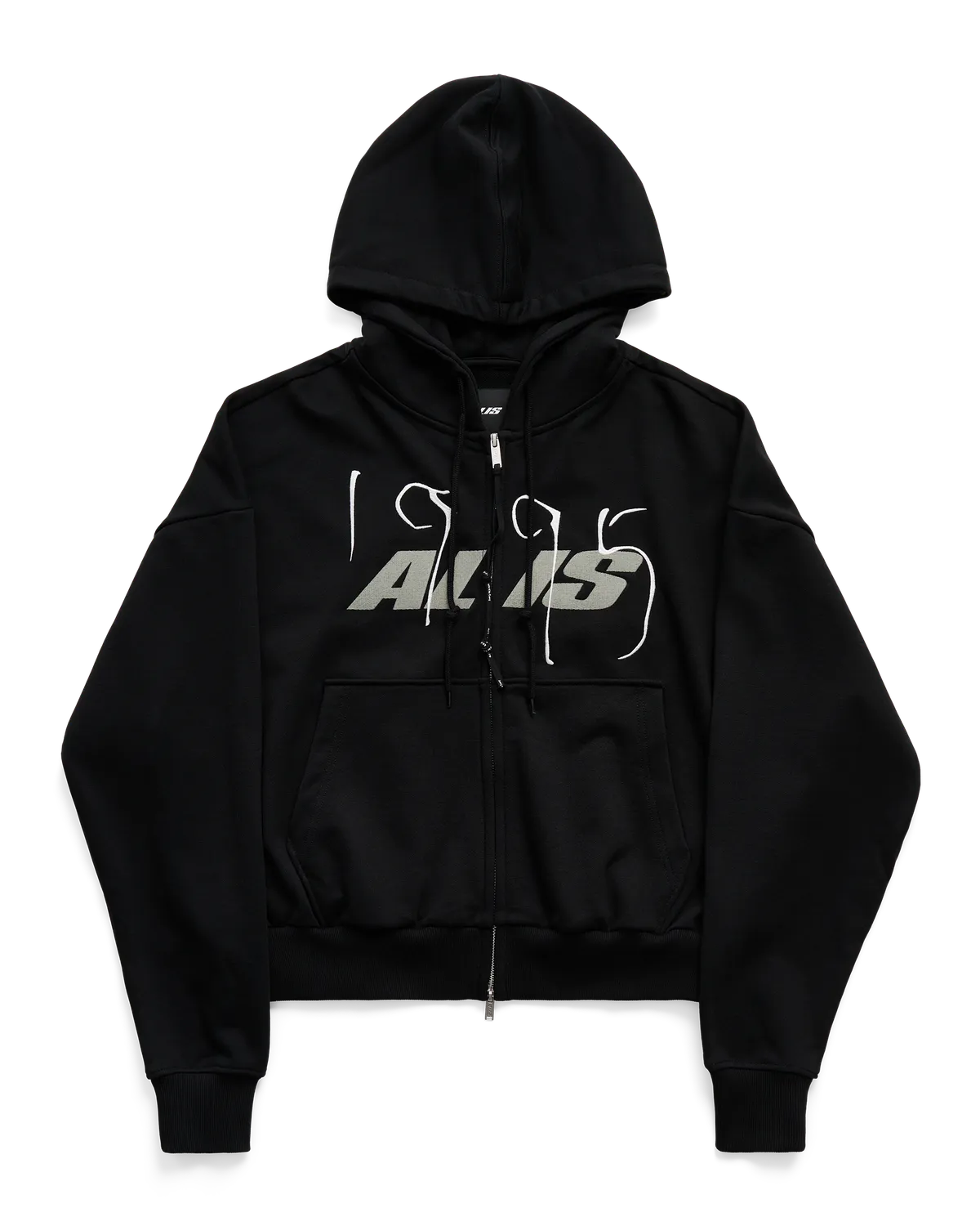 Alis Shen Cropped zip-hoodie sort bomuld