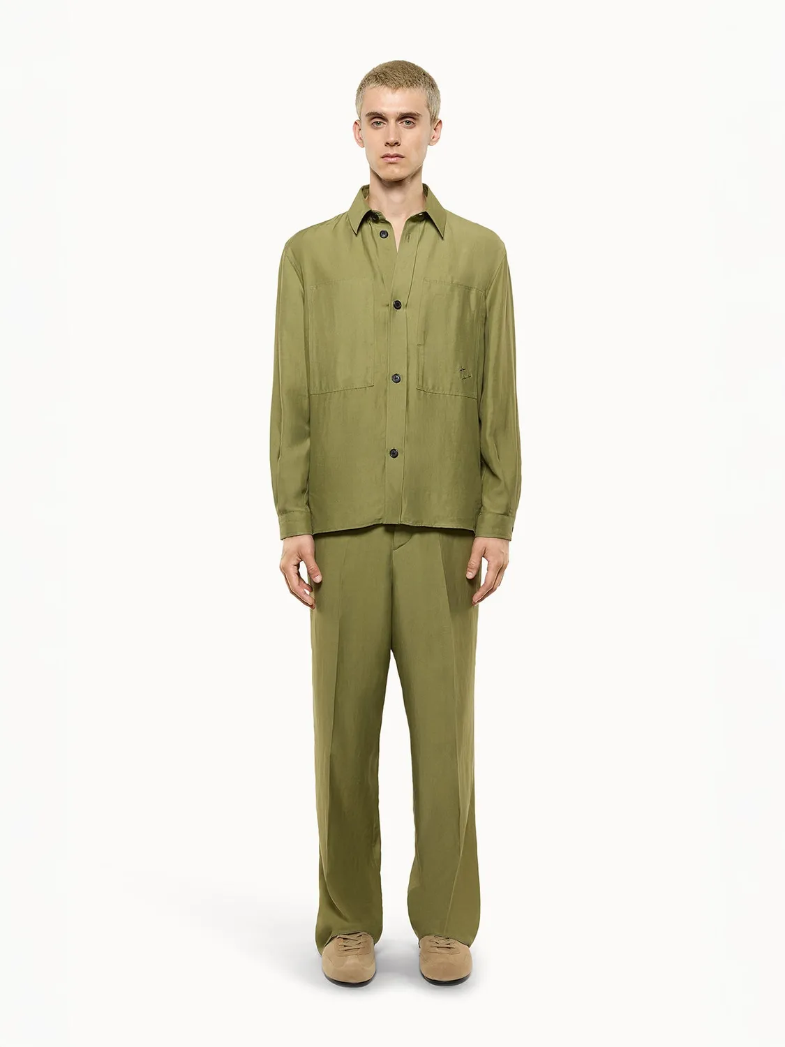 Laneus Overshirt Cancun skjortejakke military green hør