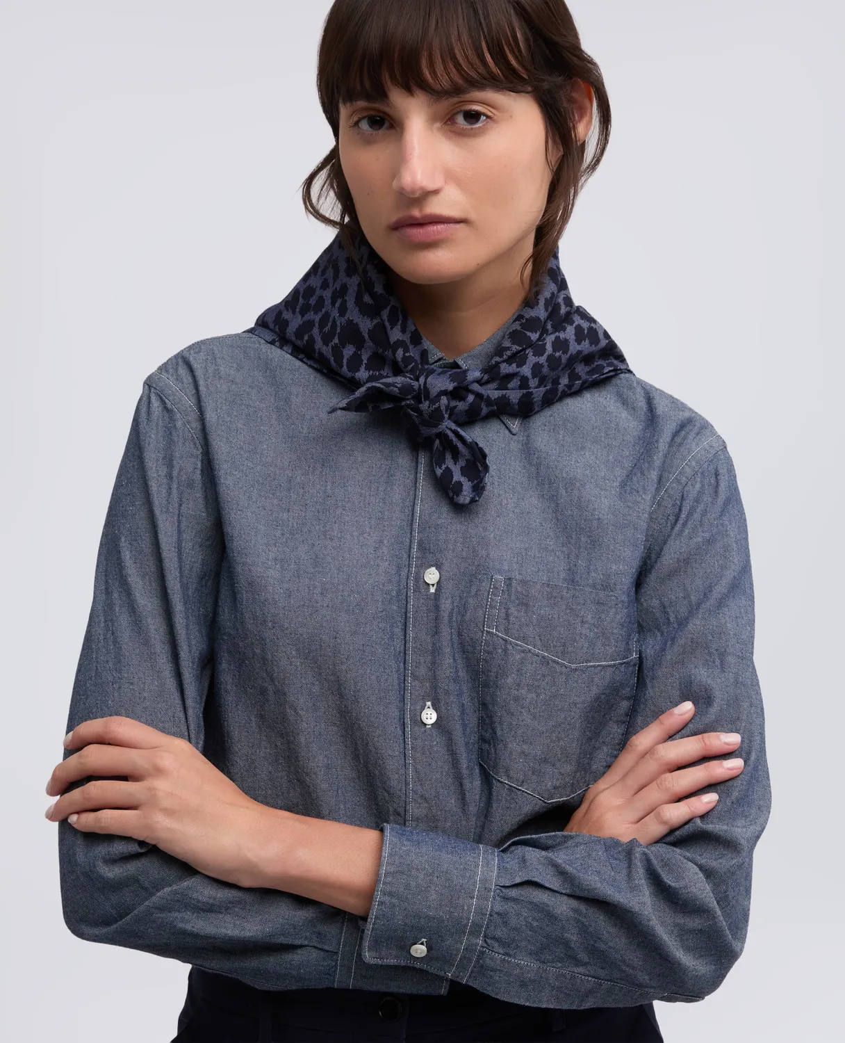 Aspesi Chambray tørklæde animalier bomuld