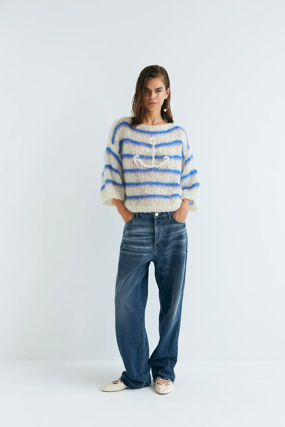 DAWNXDARE Lola Sailor Pullover strikbluse 930 sea broderi