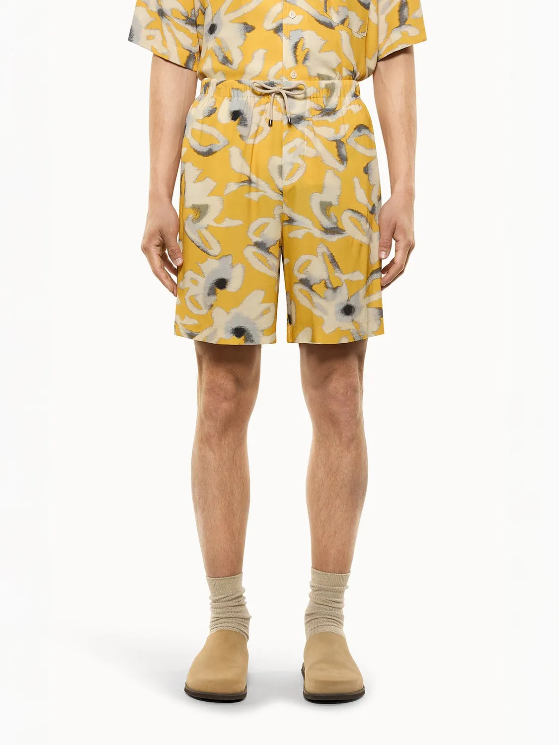 Laneus bermuda shorts gul mønstret viskose