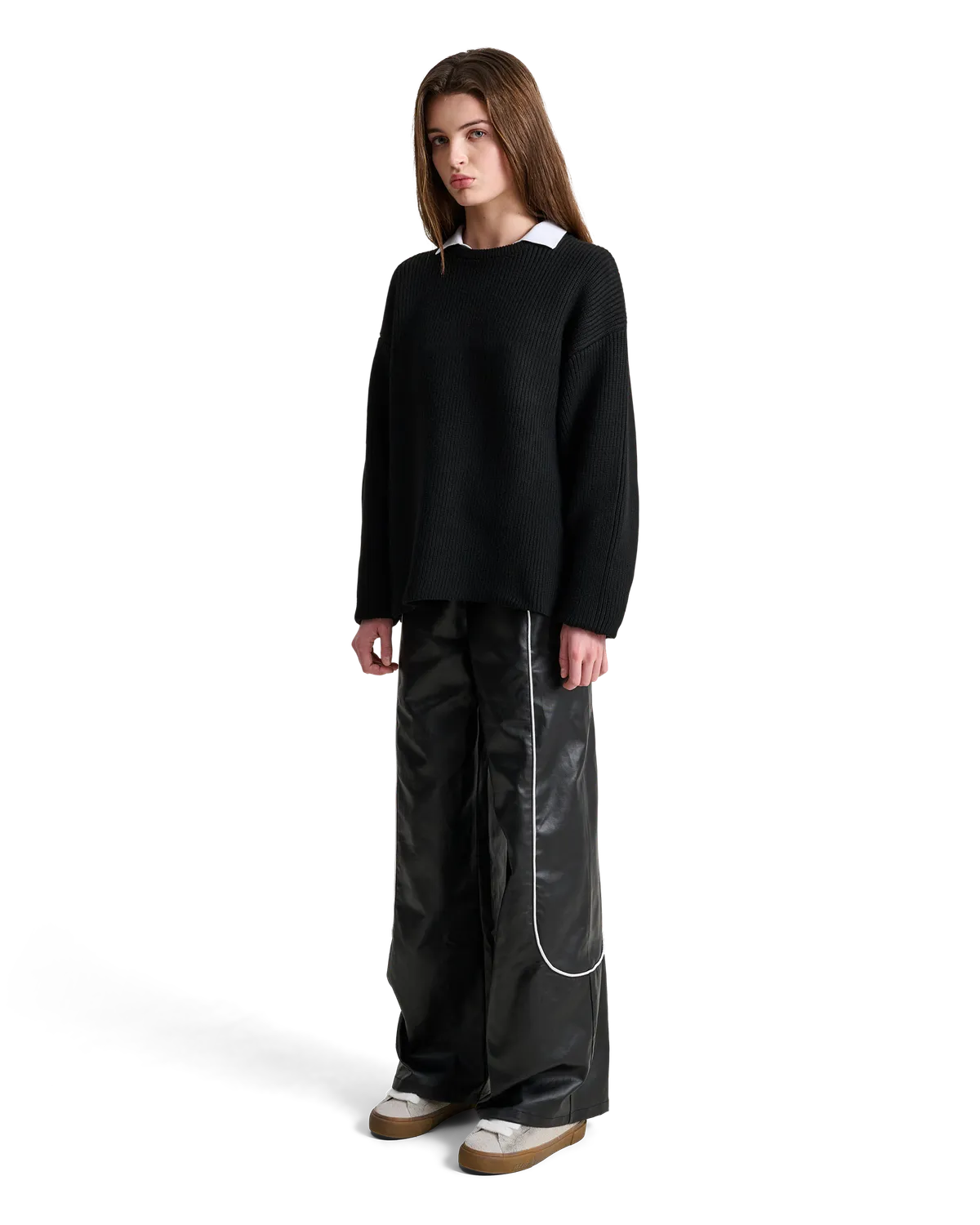 Alis Ledley striktrøje Solid Black ribbet polyester