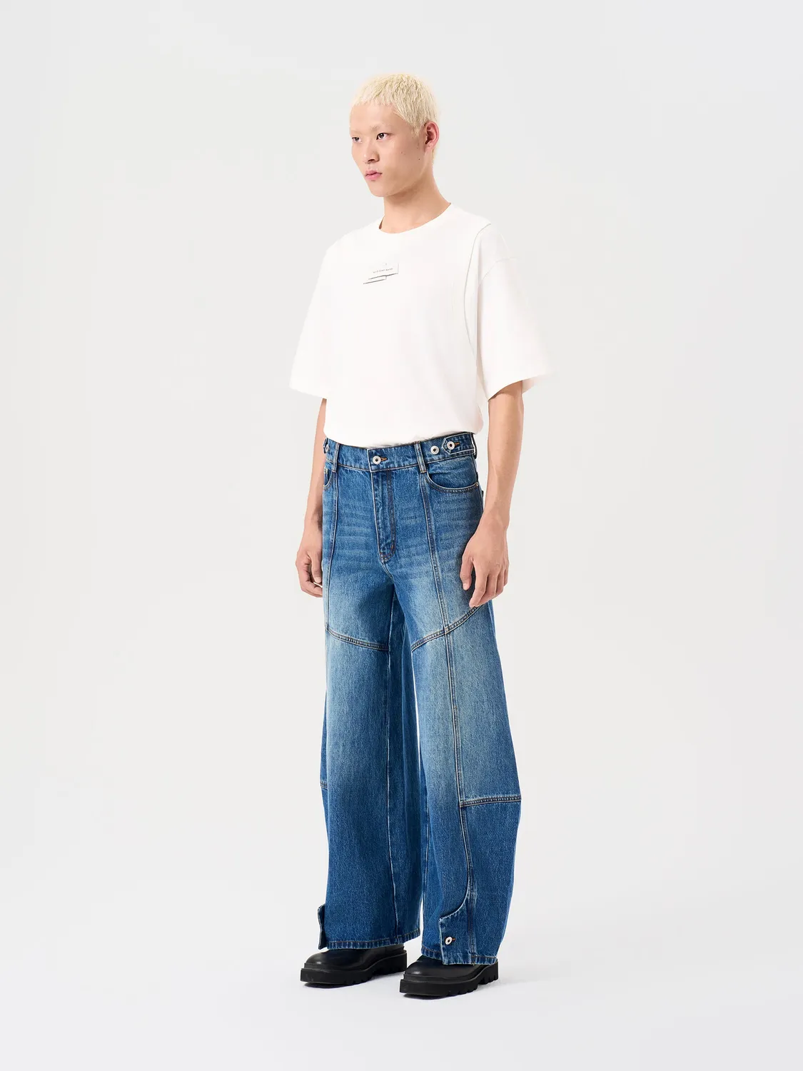 Feng Chen Wang Deconstructed Stitch jeans blå