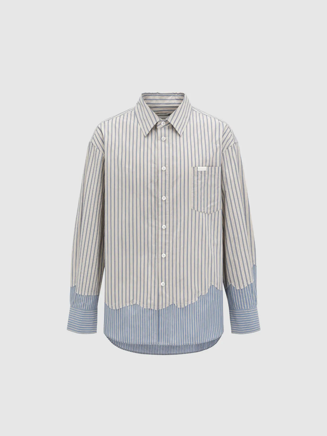 Feng Chen Wang Striped Patchwork skjorte beige løs pasform