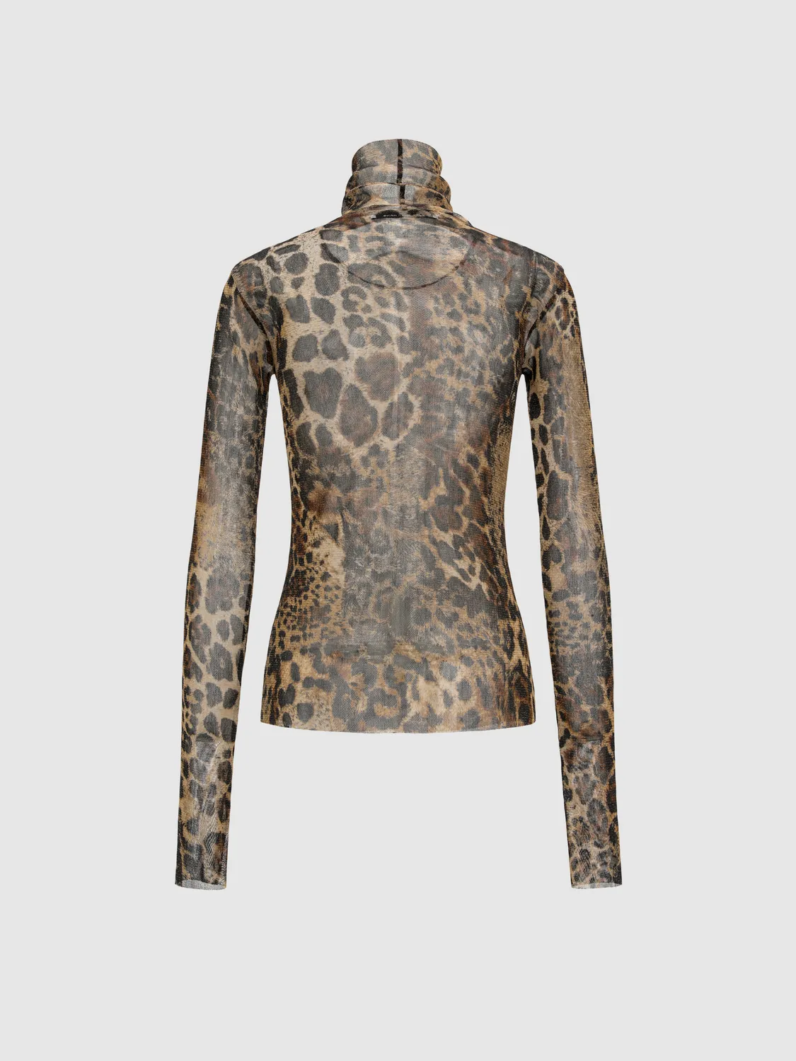 Feng Chen Wang Leopard langærmet t-shirt høj hals