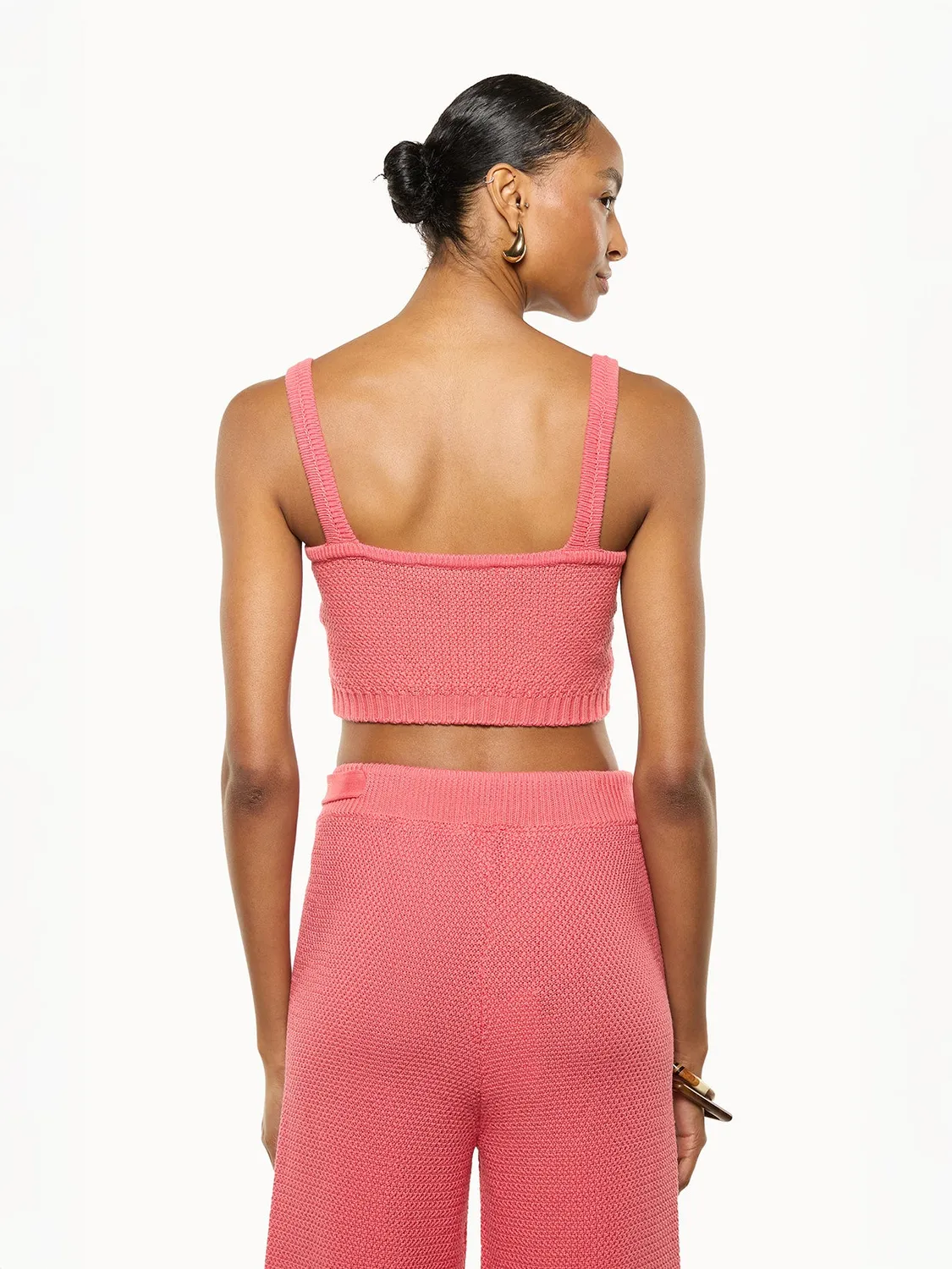 Laneus Knitted Top crop top pink bomuld