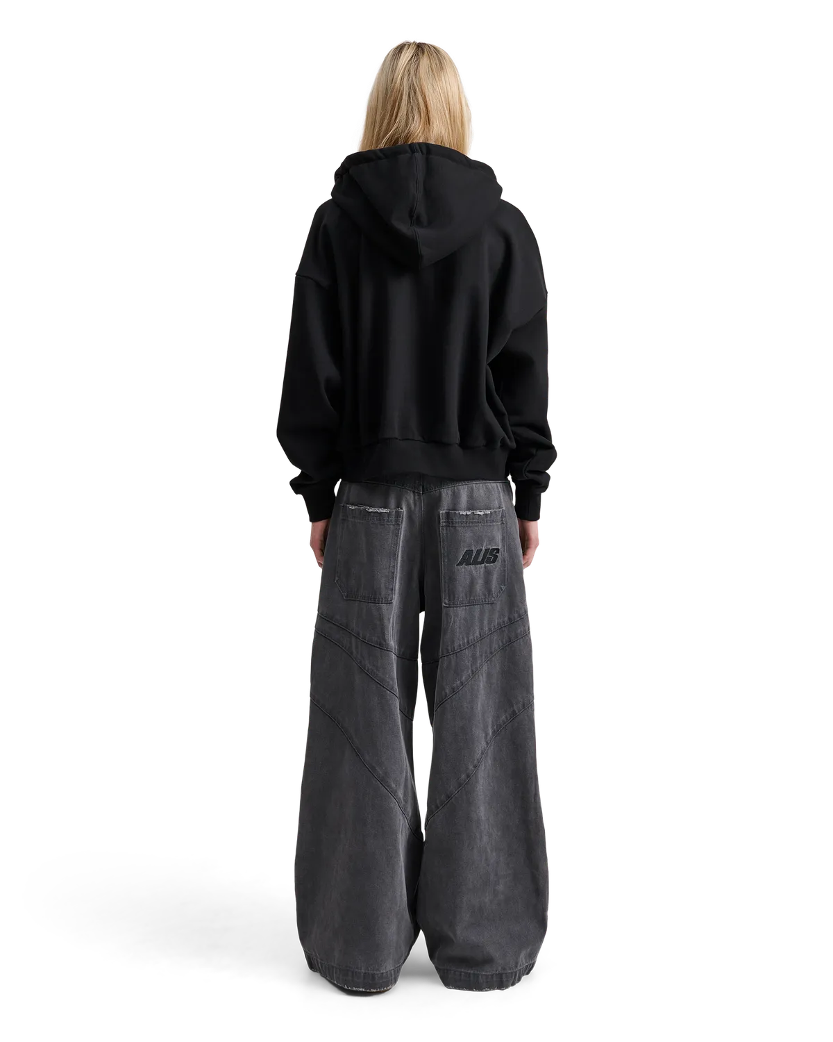 Alis Shen cropped hættetrøje med lynlås sort bomuld