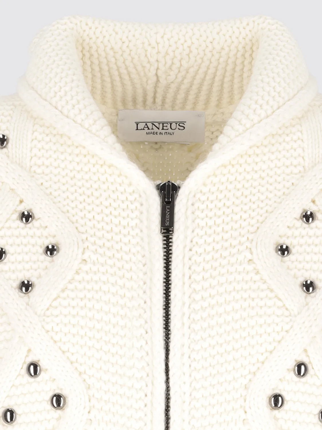Laneus jakke strik uld cream nitter