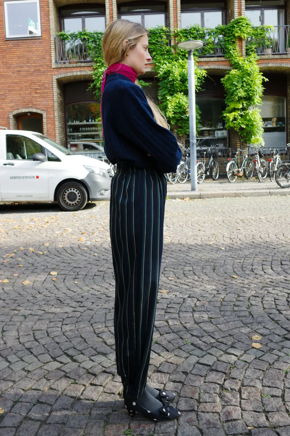 Caro Editions Coco Pants bukser Navy Green stribet