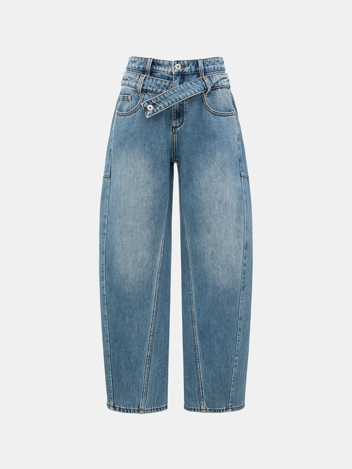 Feng Chen Wang Deconstructed Colorblock jeans blå