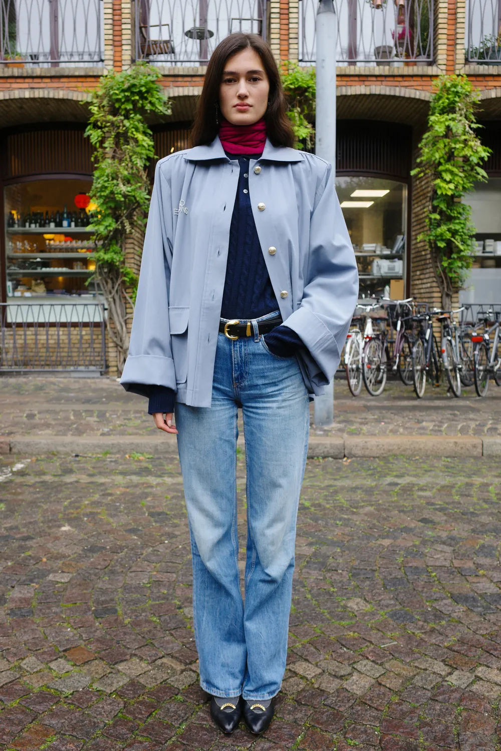 Caro Editions Anna Short Coat jakke vase broderi blå