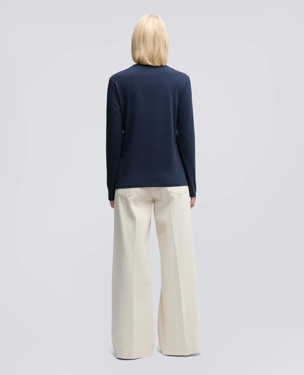Aspesi Silence langærmet t-shirt navy bomuld