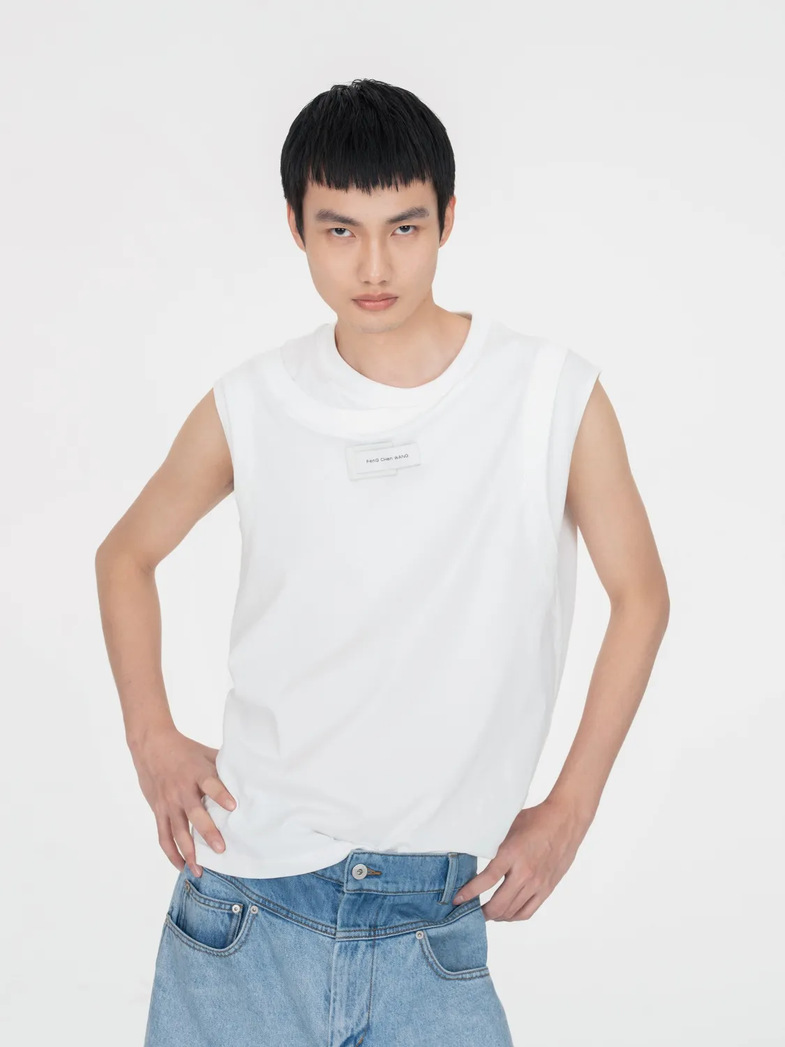 Feng Chen Wang 2 in 1 White Loose-Fit Tank Top hvid bomuld