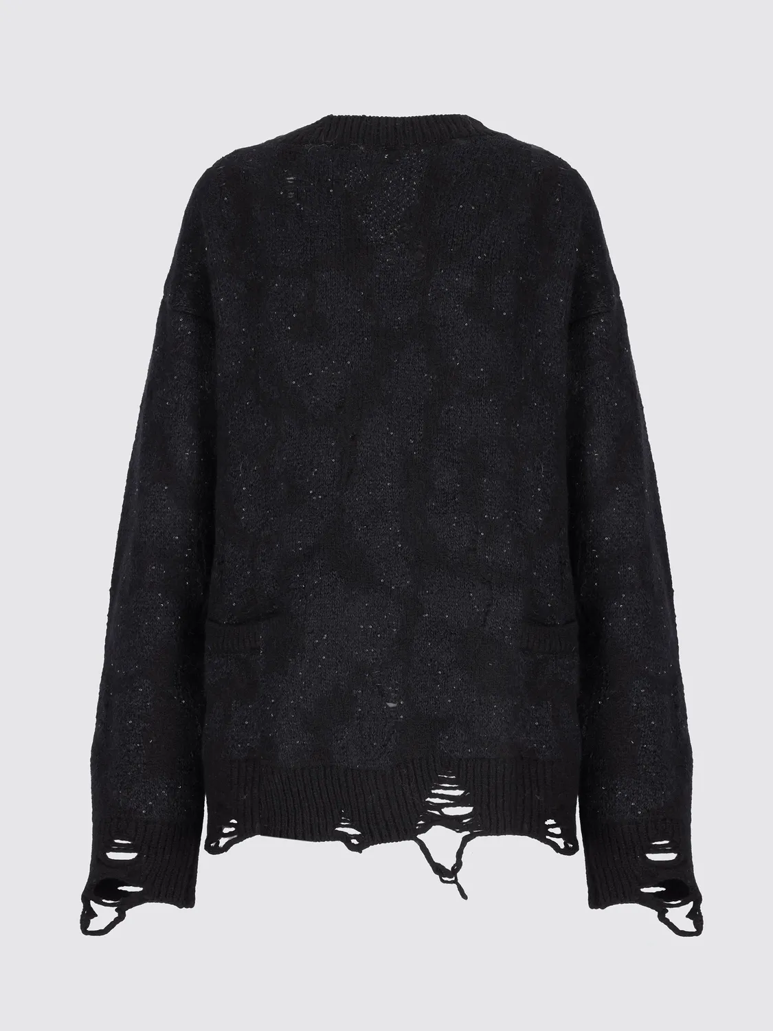 Laneus Leopard jacquard cardigan sort mohair