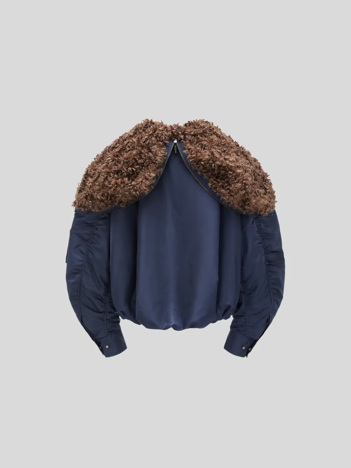 Feng Chen Wang Navy Nylon jakke pels krave foret