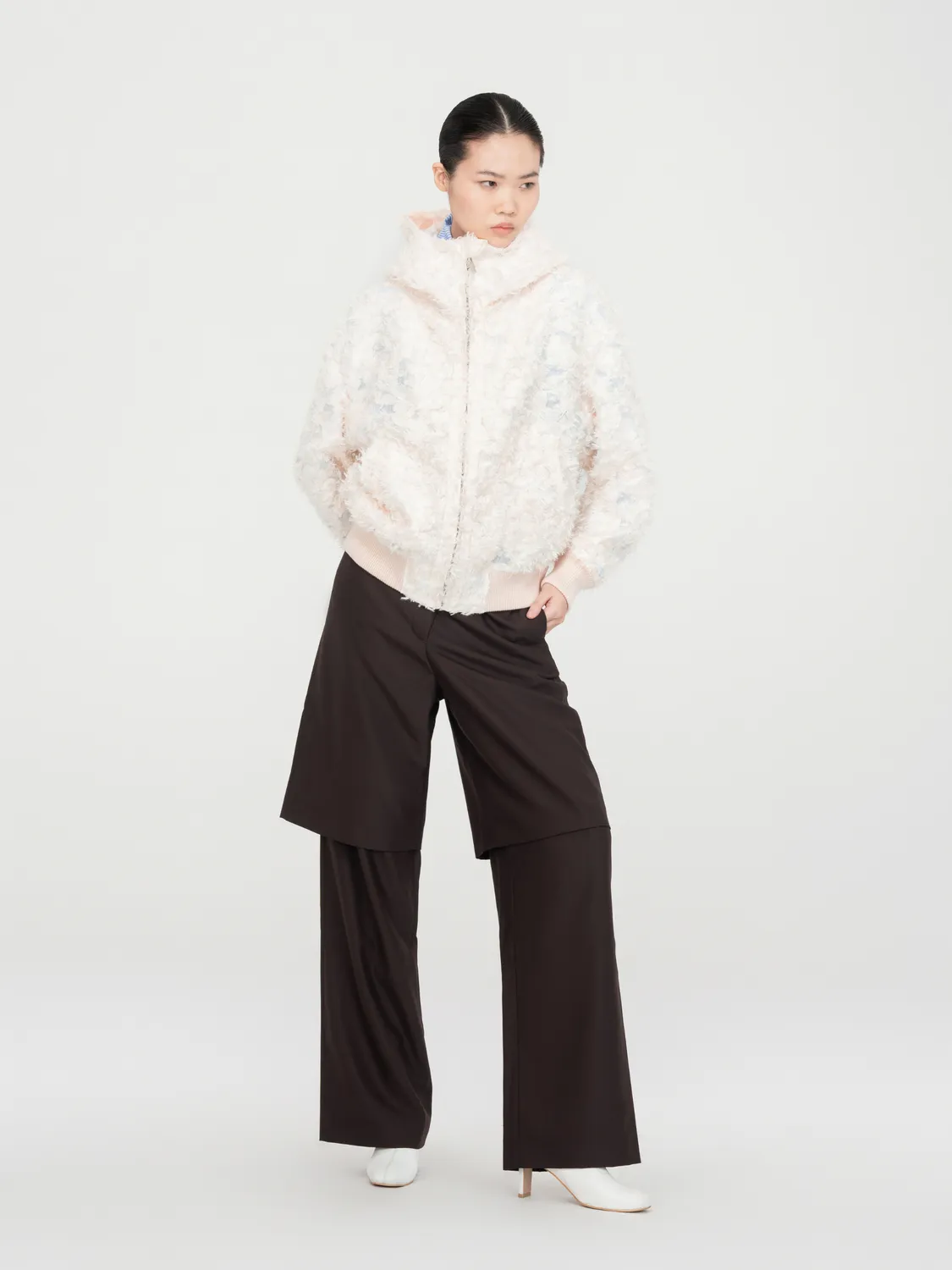 Feng Chen Wang jacquard hættejakke lyserød
