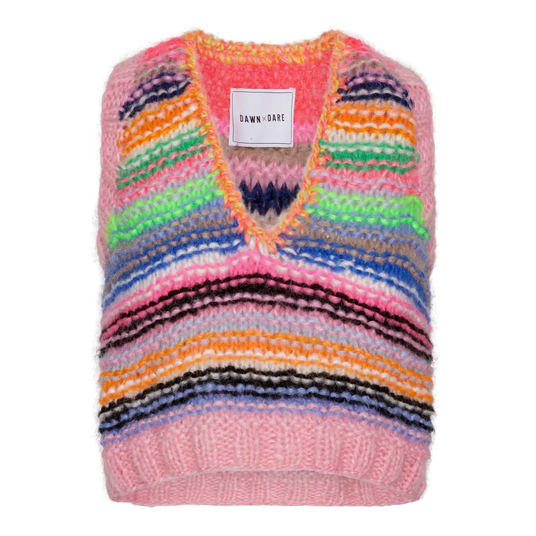DAWN x DARE GINNY STRIPE strikvest 920 pink multi mohair
