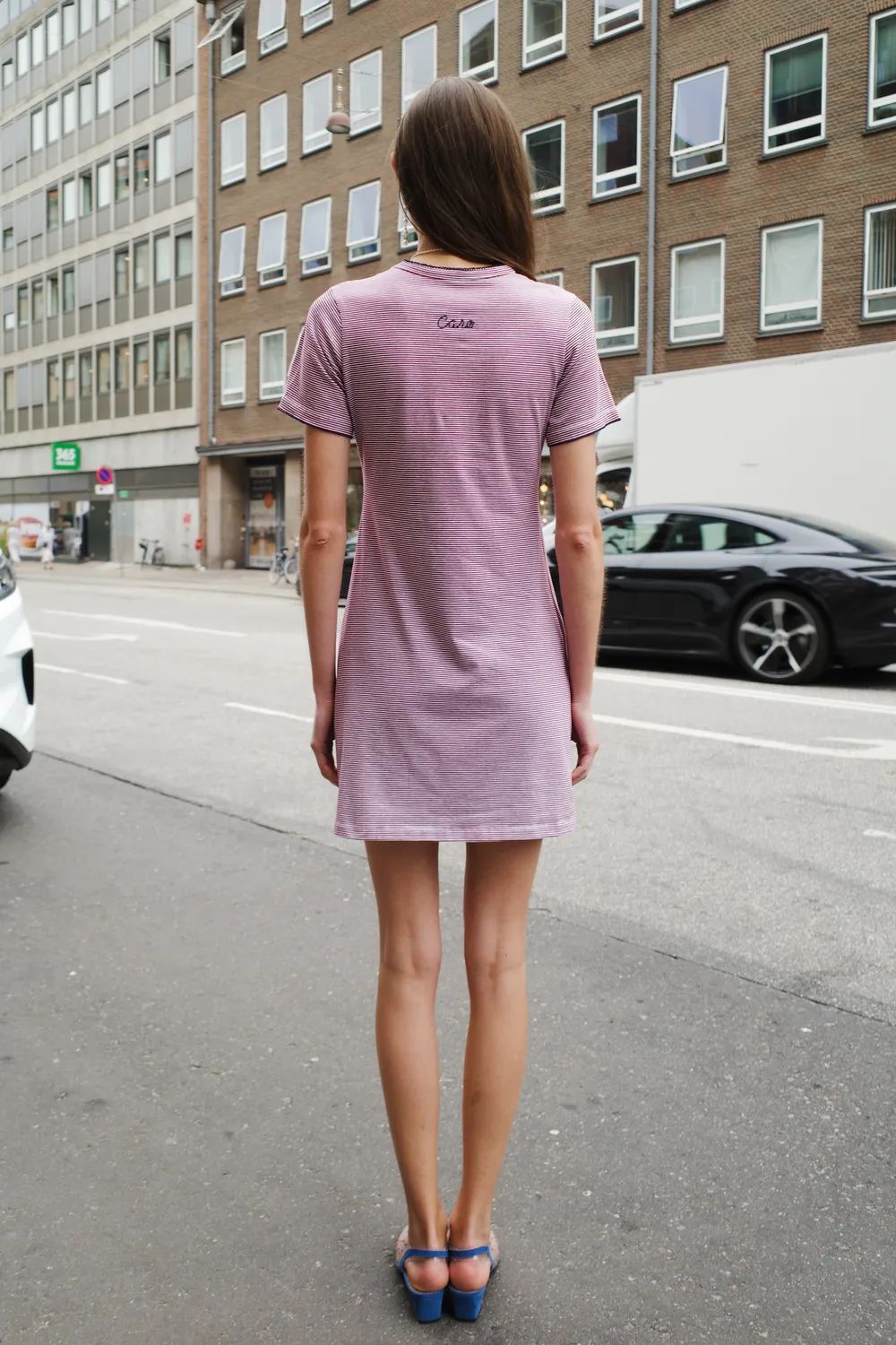 Caro Editions Jersey T-shirt kjole rød stribet