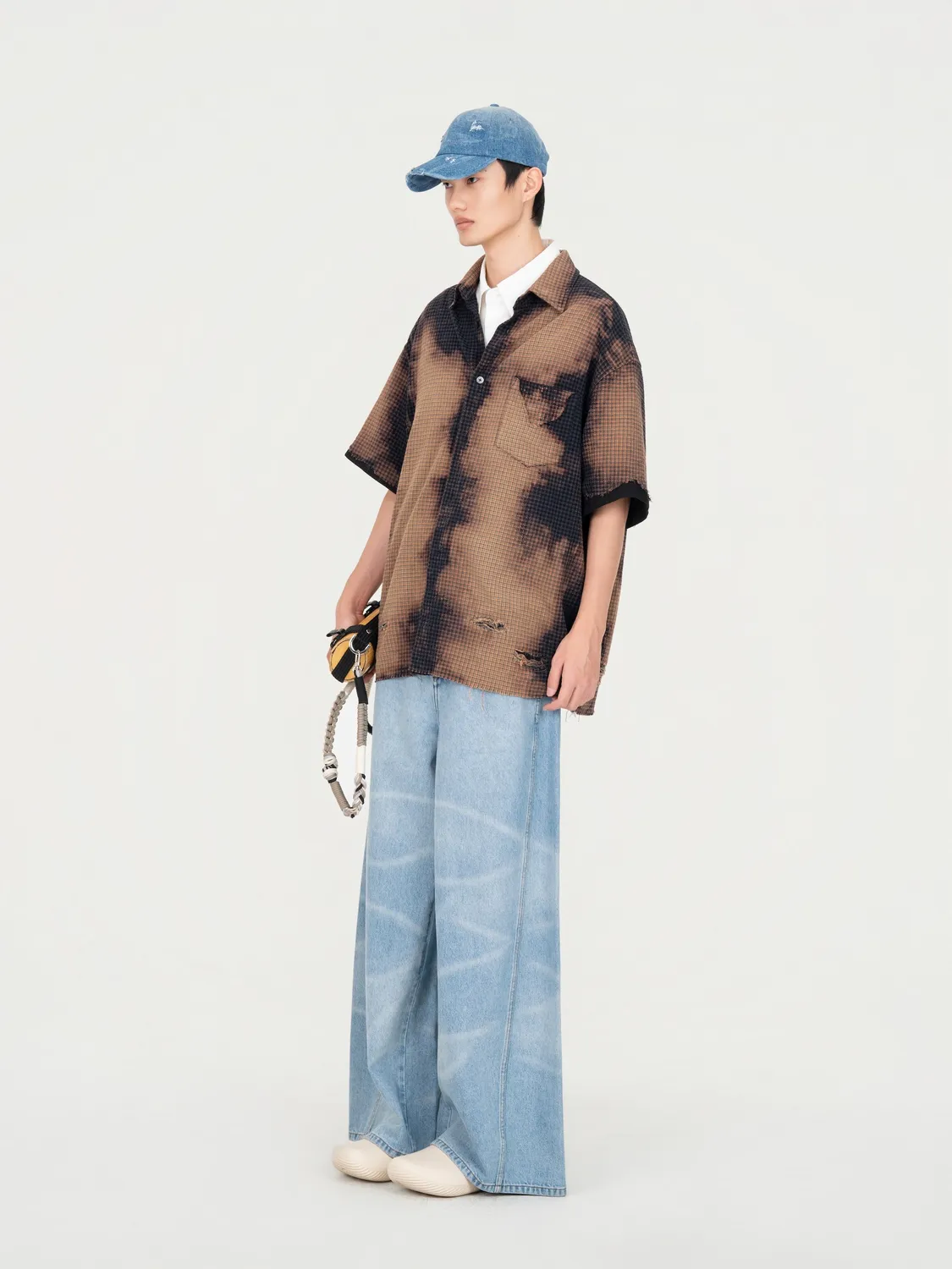 Feng Chen Wang Decayed Check kortærmet skjorte batik tern