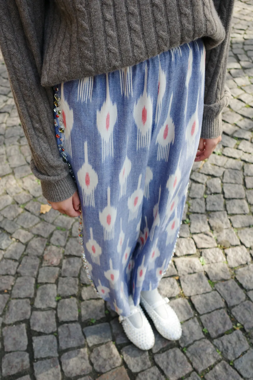 Caro Editions Coco bukser Blue Red Ikat håndvævet