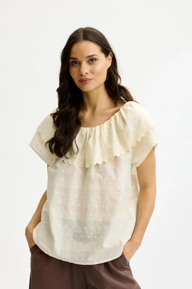 IN FRONT Katalina bluse bomuld broderikrave