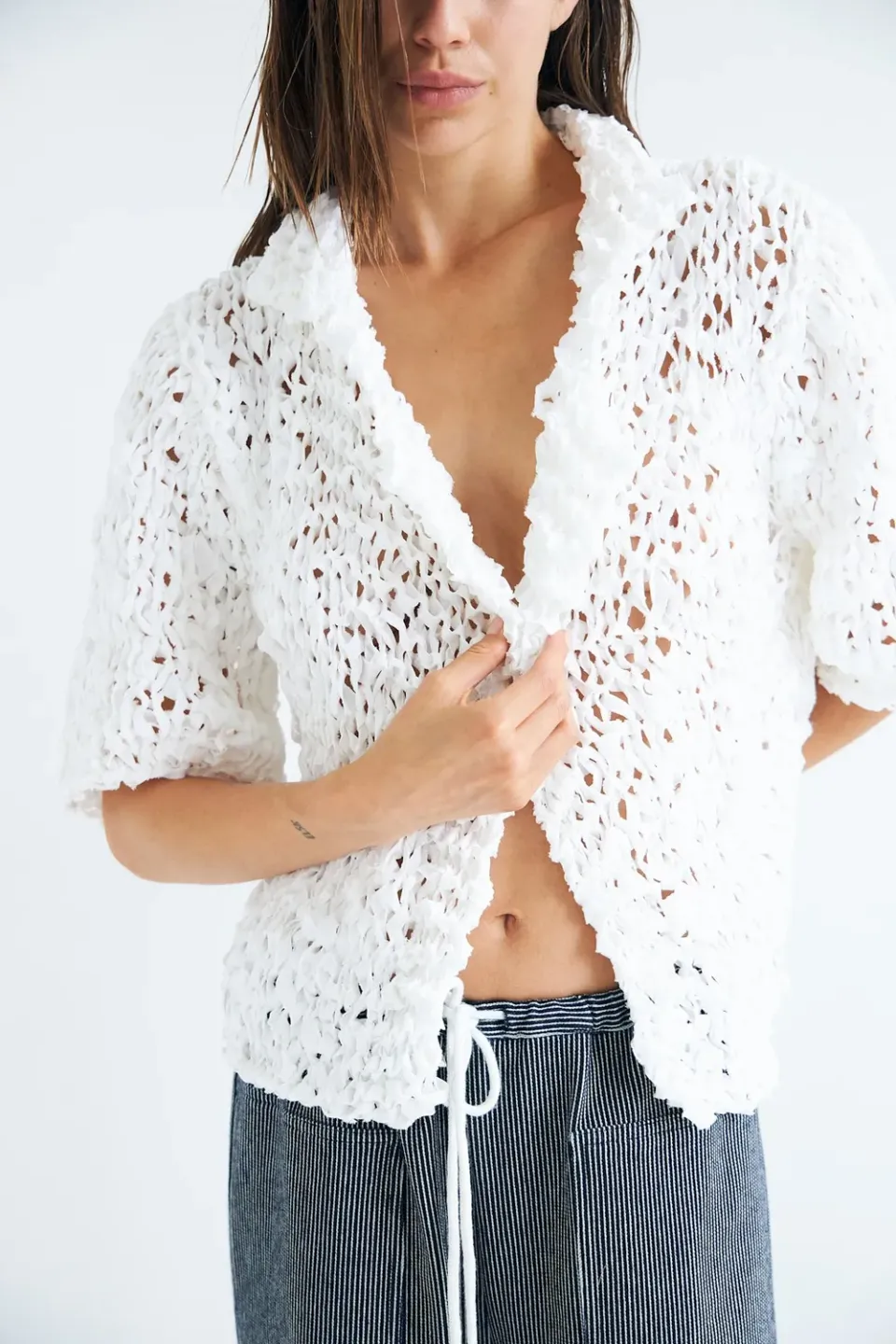 DAWNXDARE Moa cardigan 102 Chalk upcycled bomuld