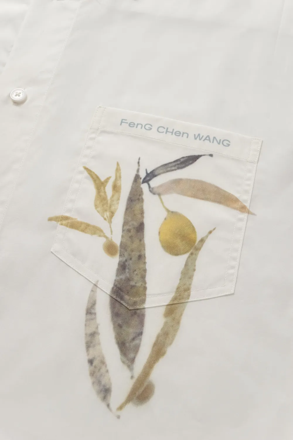 Feng Chen Wang plantafarvet skjorte kortærmet bladaftryk