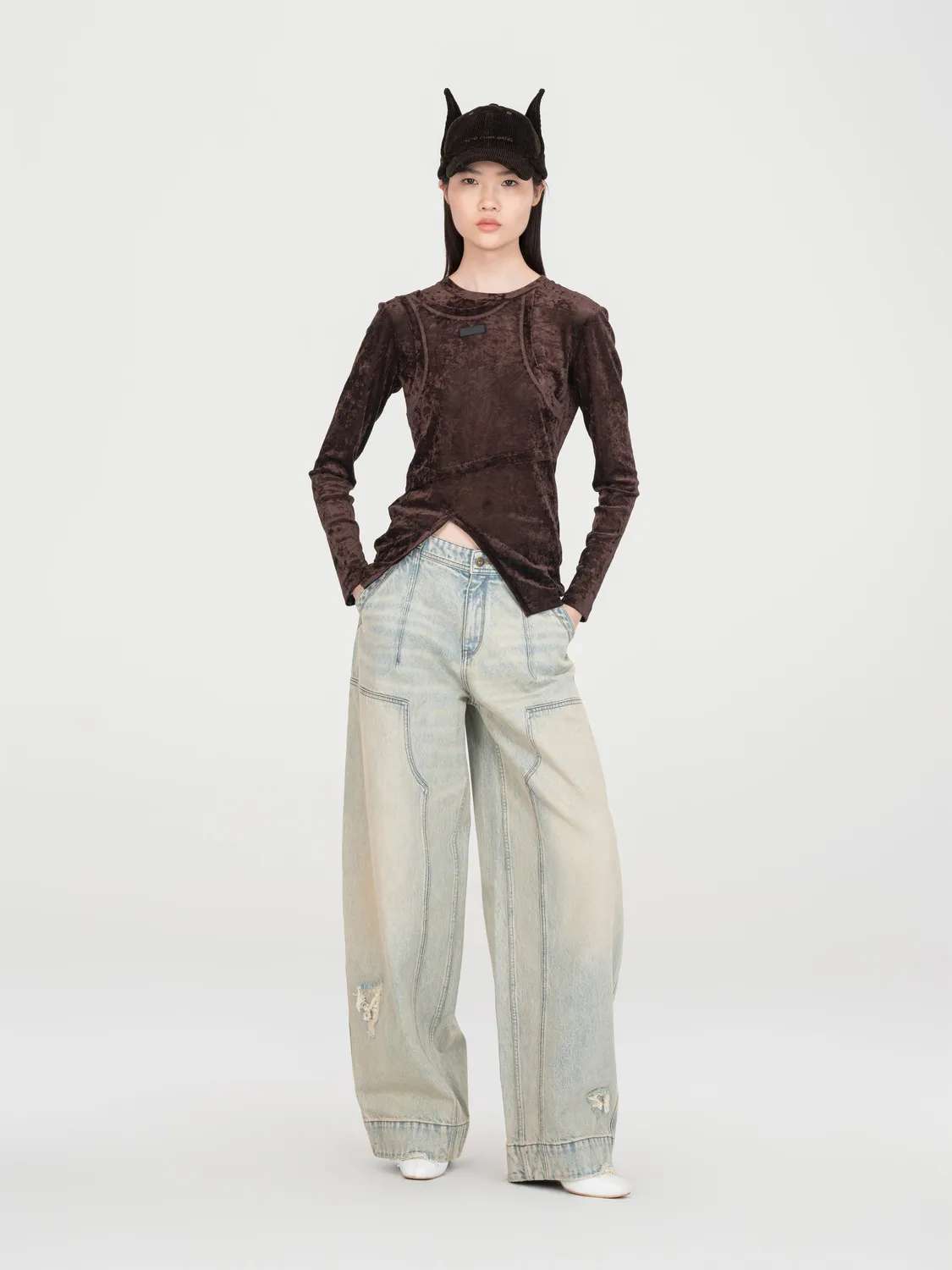 Feng Chen Wang Deconstructed langærmet T-shirt stræk