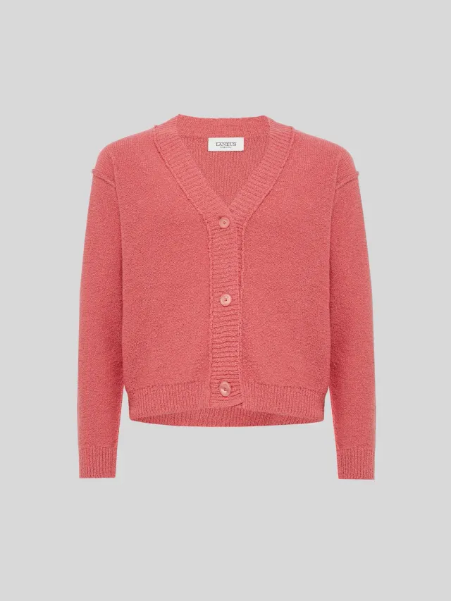 Laneus Knit Cardigan strikcardigan pink cashmere-silke