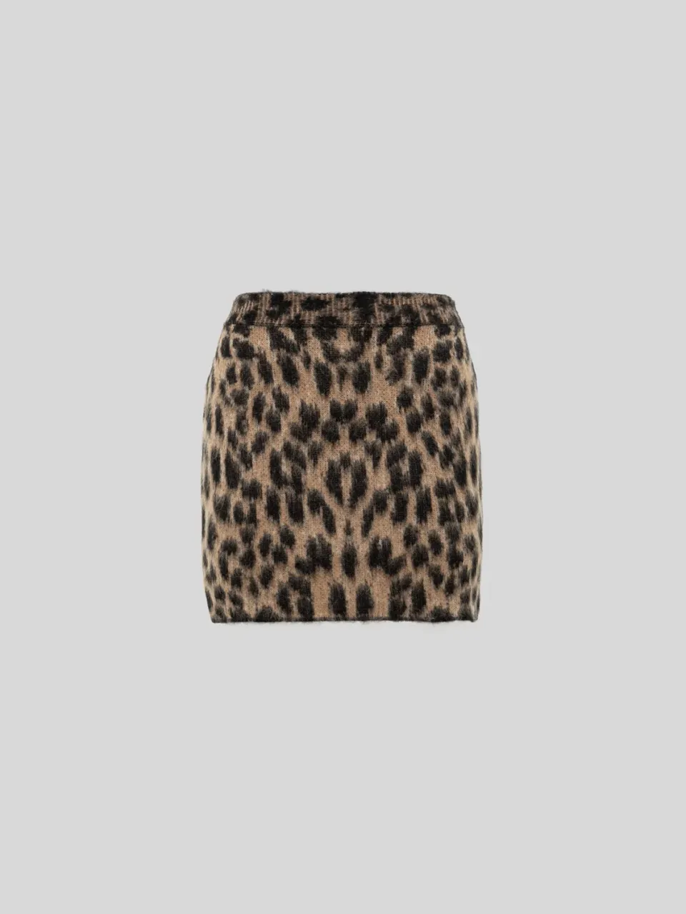 Laneus Brushed Leopard strik nederdel natural alpaka